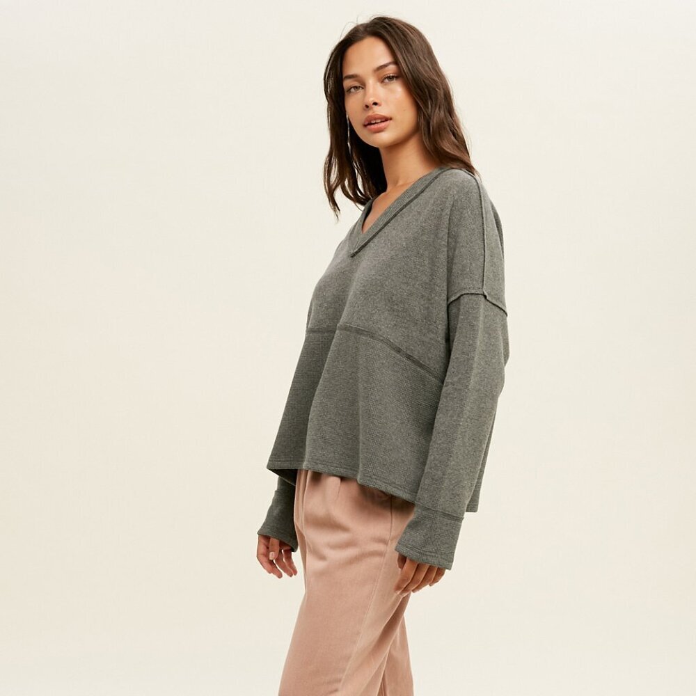 Just In!  Comfy Thermal Knit Top NWT Sz S-L - Picture 3 of 4